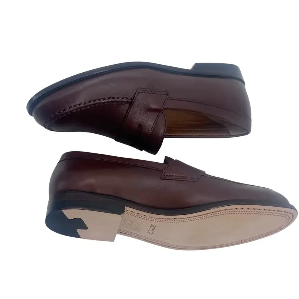 J. Crew Men's Penny Loafers Shoes Comfort Leather Burnished Brown Size 9 NWOB